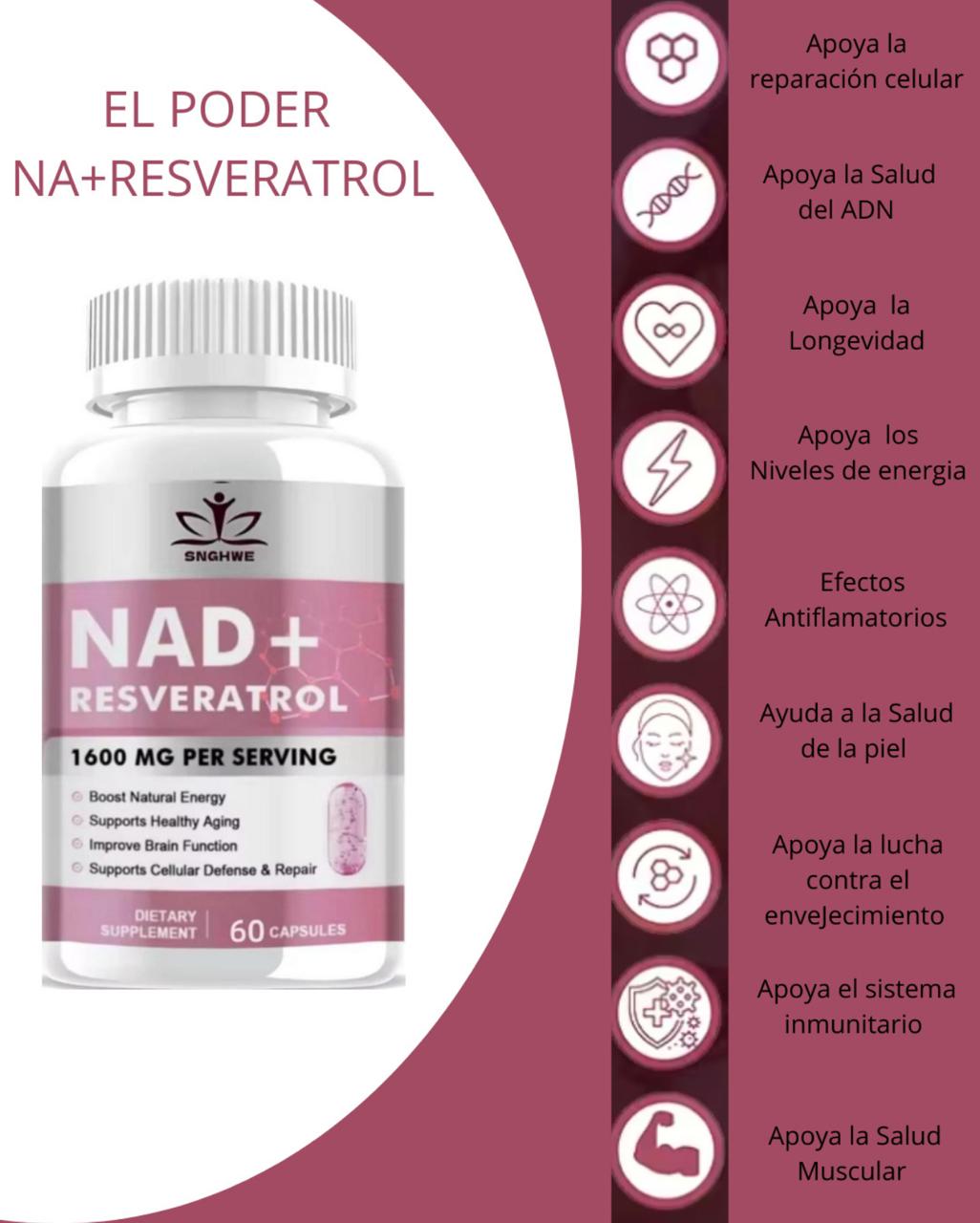 NAD+RESVERATROL 60 CAPSULAS*